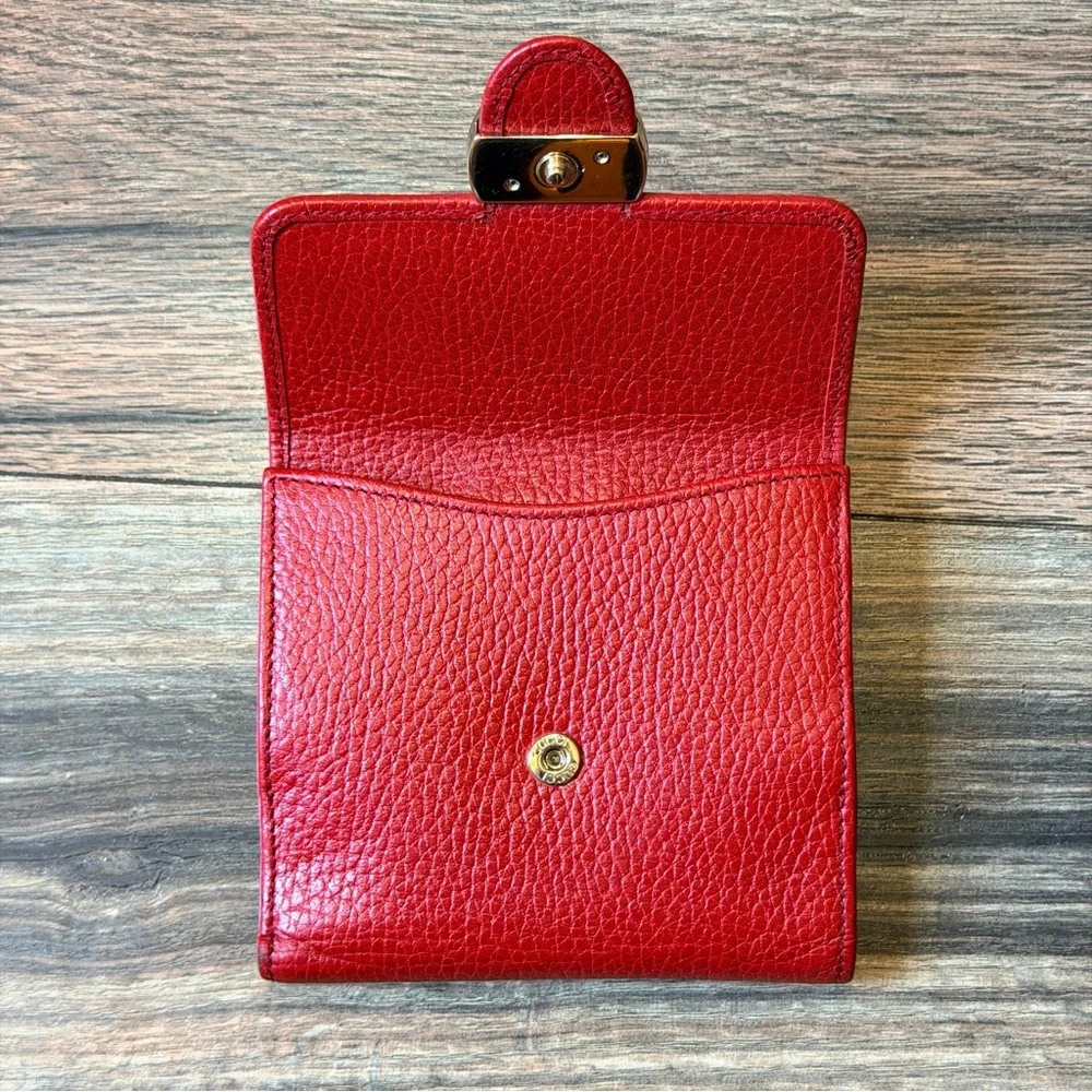 Gucci Interlocking G Bifold Wallet in red pebbled leather authentic genuine - Picture 7 of 16